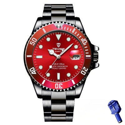 Top Brand Luxury Waterproof Mens Quartz Watch in Stainless Steel
